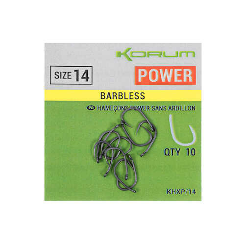 Korum XPERT POWER BARBLESS HOOKS - SIZE 16