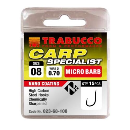 Trabucco Carp Specialist mikro szakállas horog 08 15 db
