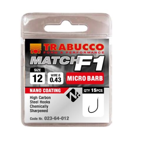 Trabucco F1 Match mikro szakállas horog 16 15db