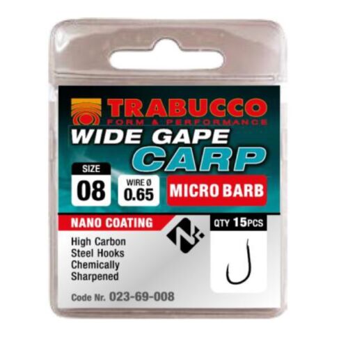 Trabucco Wide Gape Carp mikro szakállas horog 10 15 db