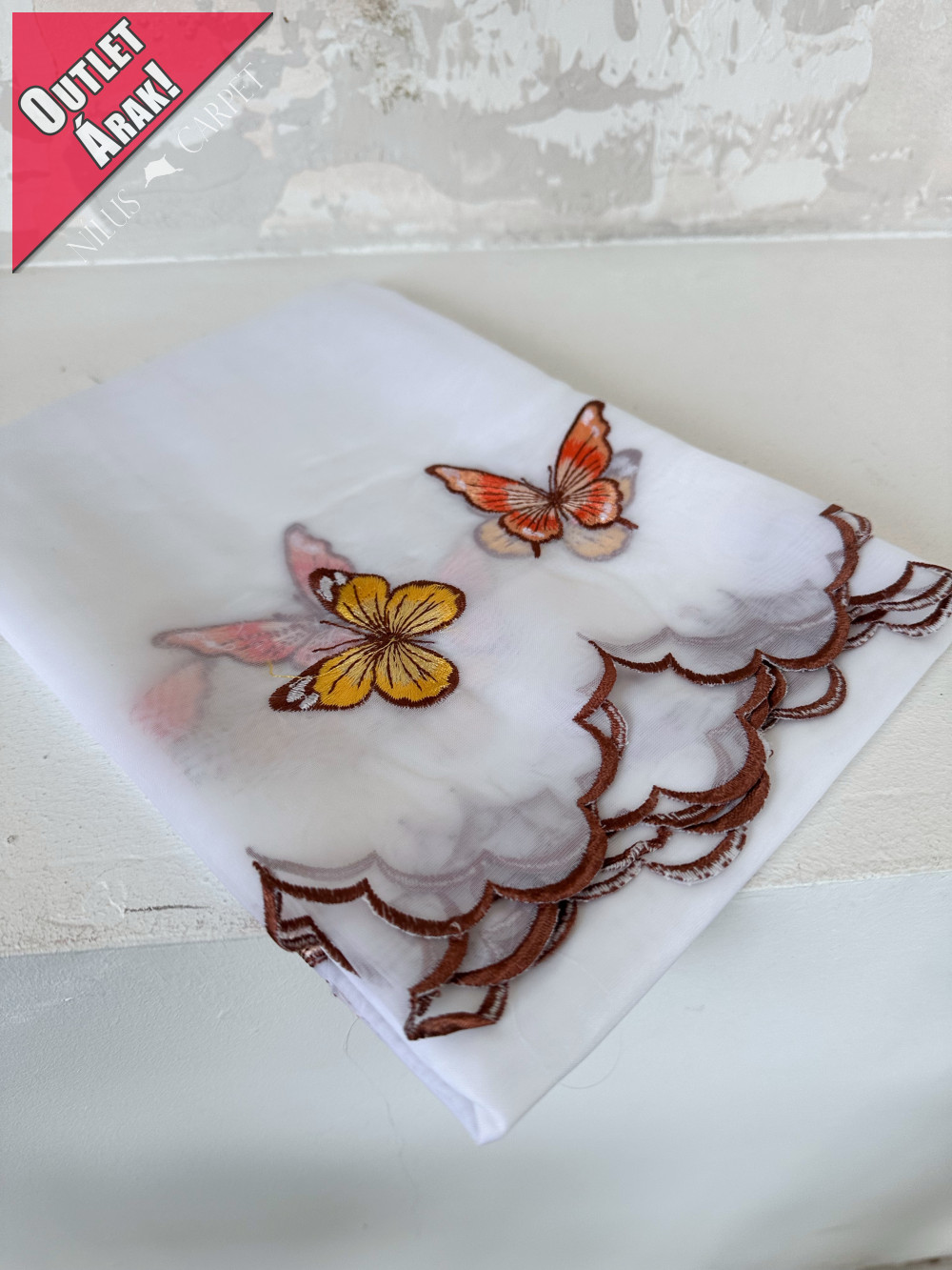   Alíz konyhai vitrázs voile hímzett szines pillangós 140x200cm 