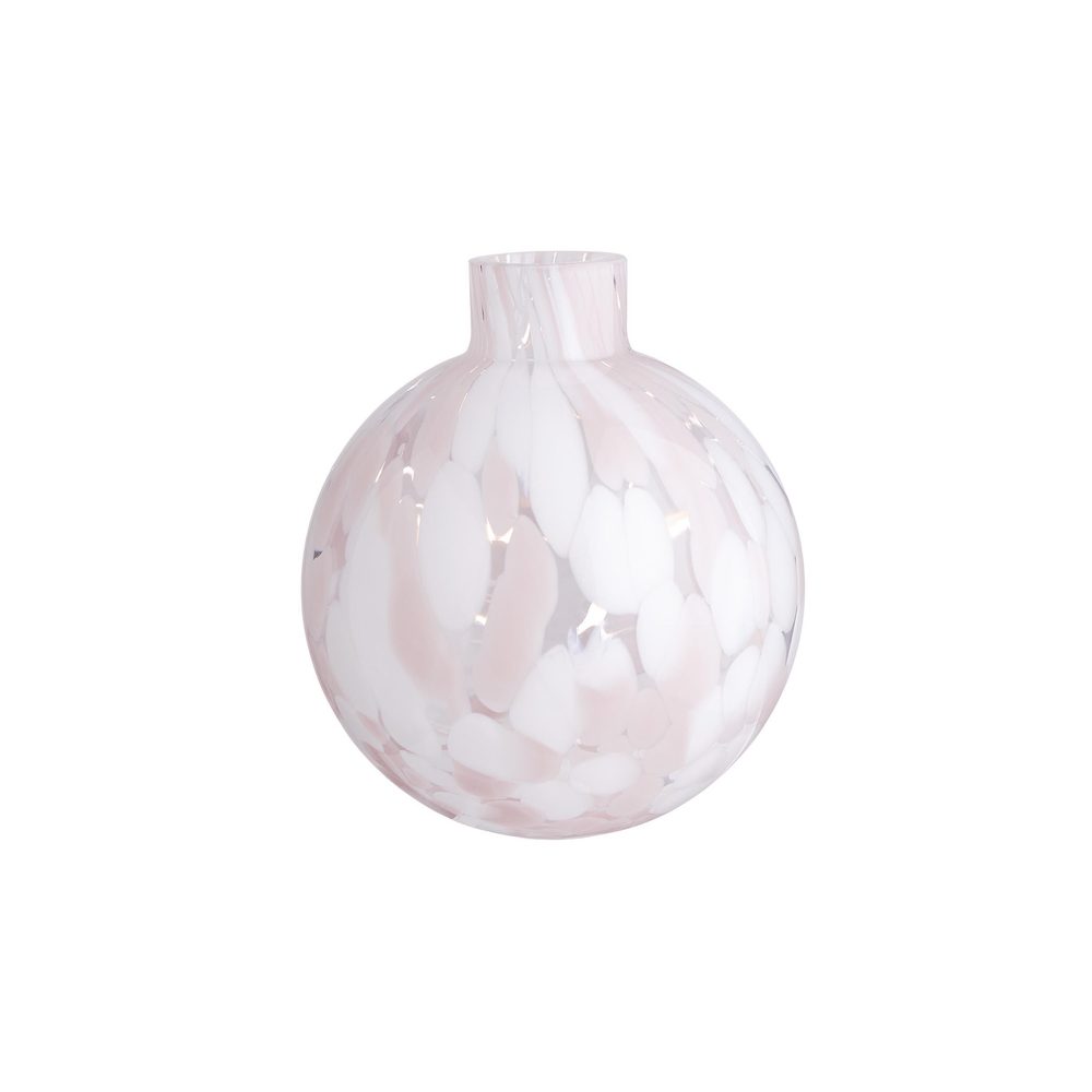 CONFETTI mini gömb üveg váza, rózsaszín Ø 10cm