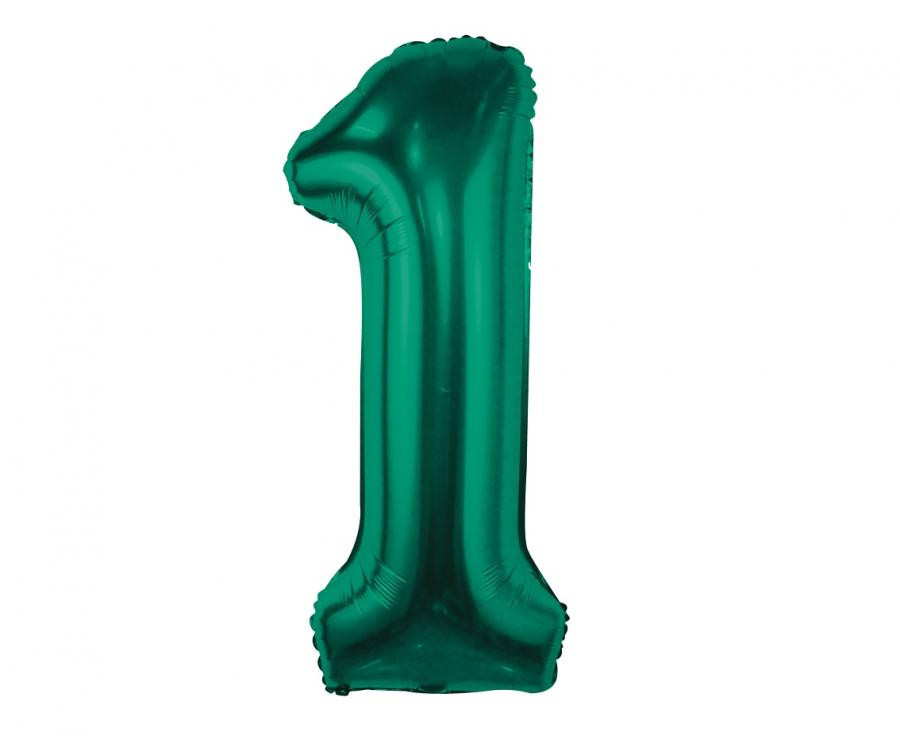 BandC Bottle Green, Zöld 1-es szám fólia lufi 85 cm