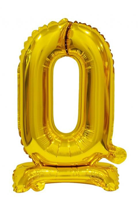 Arany BandC Gold mini 0-ás szám fólia lufi talppal 38 cm