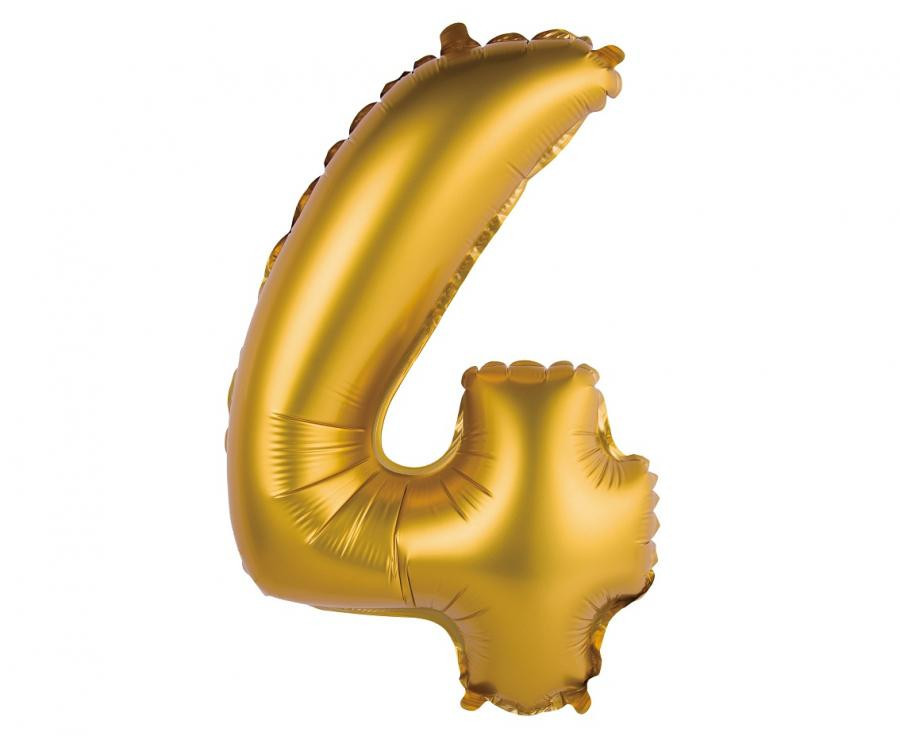Gold Matt, Arany 4-es mini szám fólia lufi 35 cm