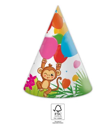 Dzsungel Balloons parti kalap, csákó 6 db-os FSC