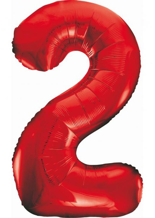 Piros 2-es Red szám fólia lufi 85 cm