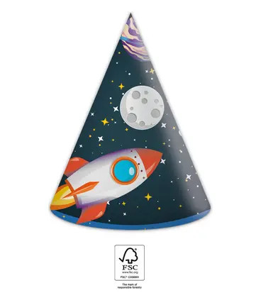 Űr Rocket Space parti kalap, csákó 6 db-os FSC