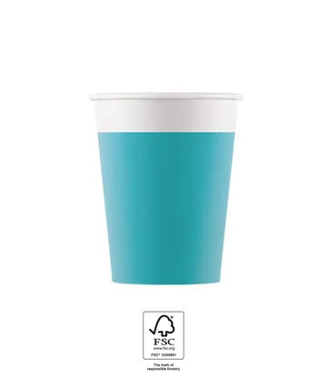 Unicolour Tirquoise, Kék papír pohár 8 db-os 200 ml FSC