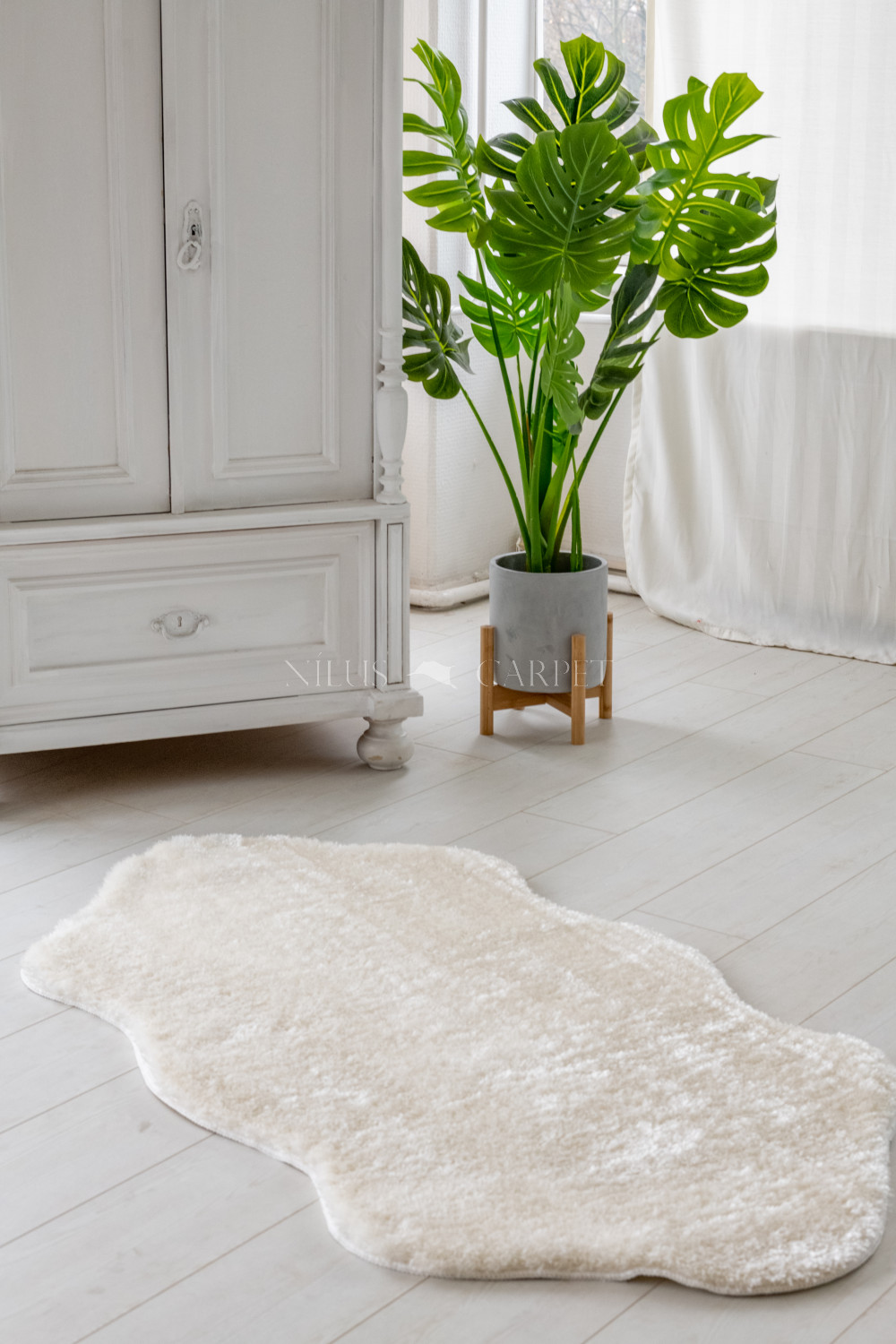 Crystal Luxury Shaggy (White) szőnyeg csúszásgátlóval amorf 67x110cm Fehér