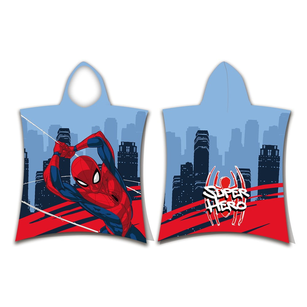 Piros-kék frottír gyerek fürdőponcsó Spider-Man – Jerry Fabrics