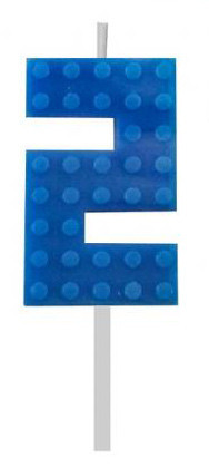 Építőkocka 2-es Blue Blocks tortagyertya, számgyertya