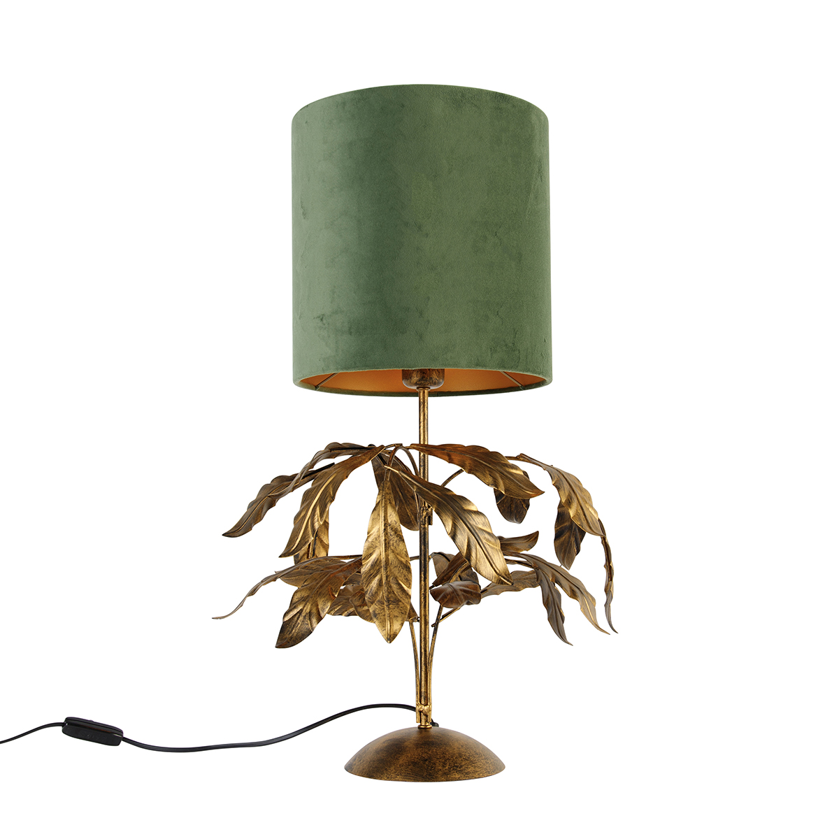 Vintage asztali lámpa antik arany zöld ernyővel - Linden
