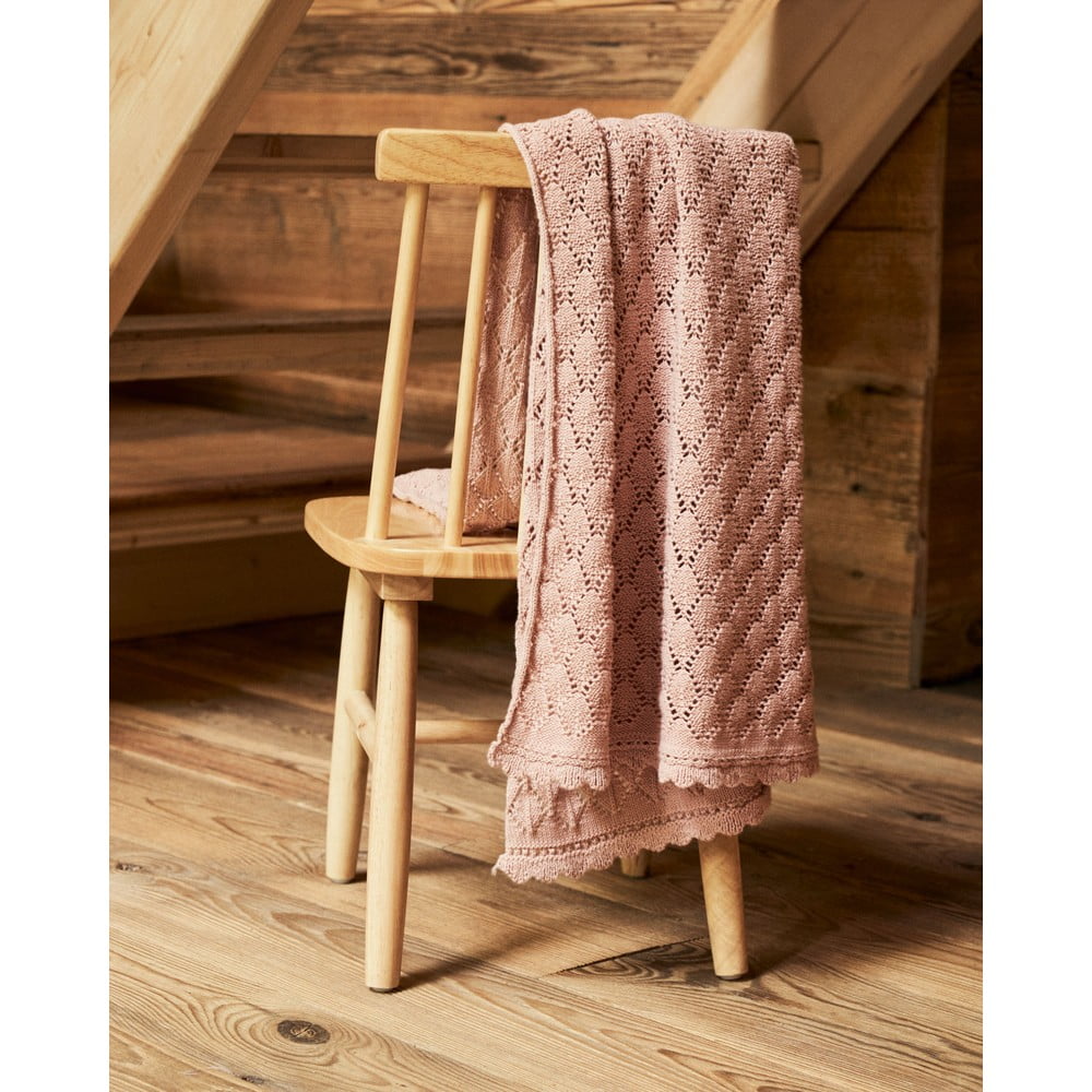 Rózsaszín pamut kötött gyerek takaró 70x100 cm Ria – Kave Home