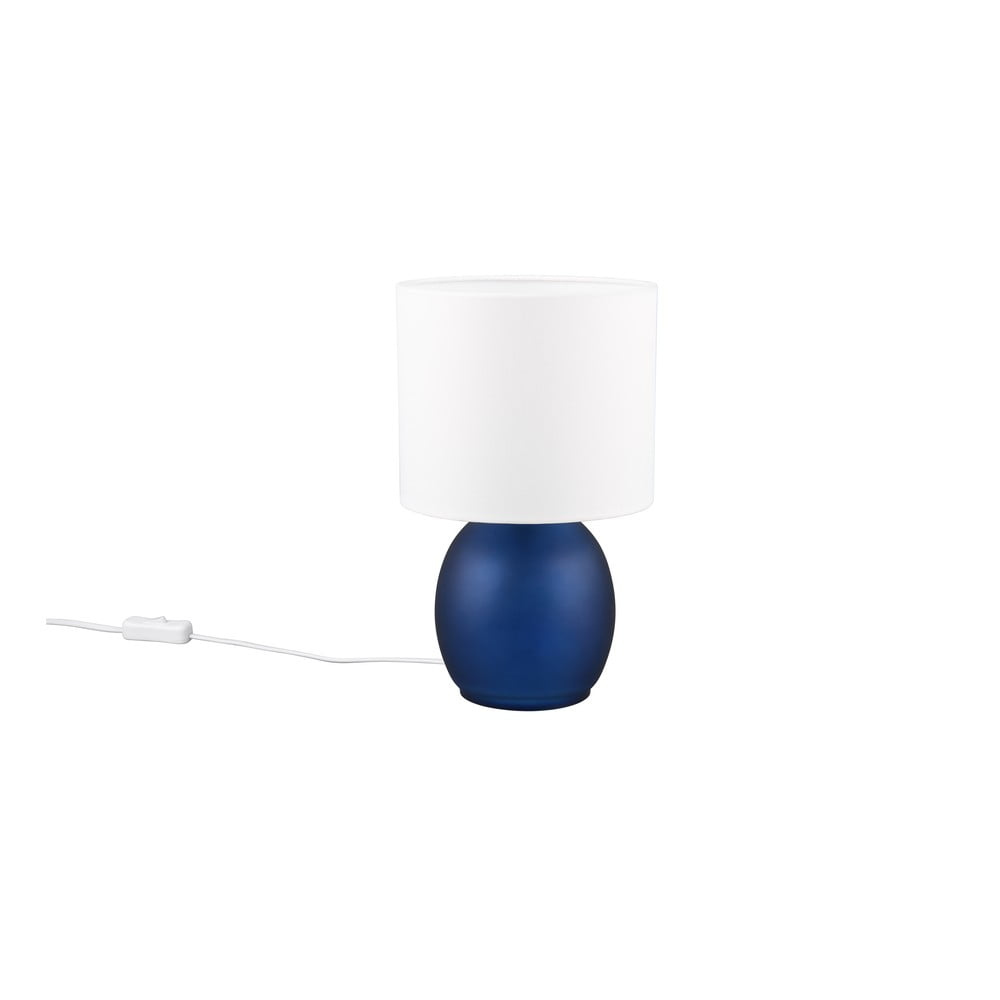 Fehér-kék asztali lámpa textil búrával (magasság 29 cm) Vela – Trio