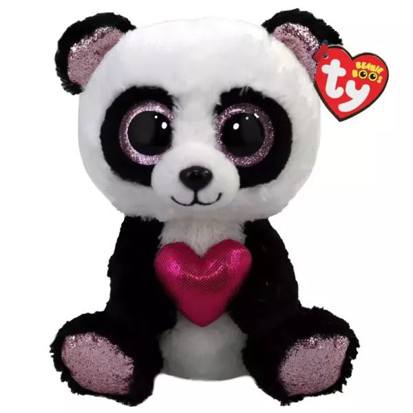 TY Boos: Esme, a panda plüssfigura szívecskével - 15 cm