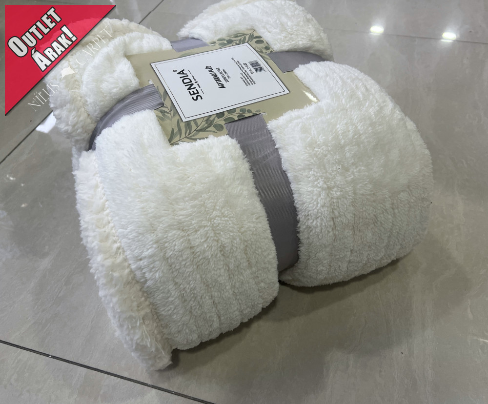 Sheep csíkos vastag Krém kétoldalas Luxury ágytakaró/pléd  200x230cm