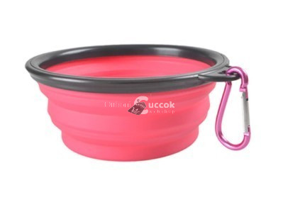 Latex hordozható etető és itató tál kutyáknak (350ML) - - Rózsaszín