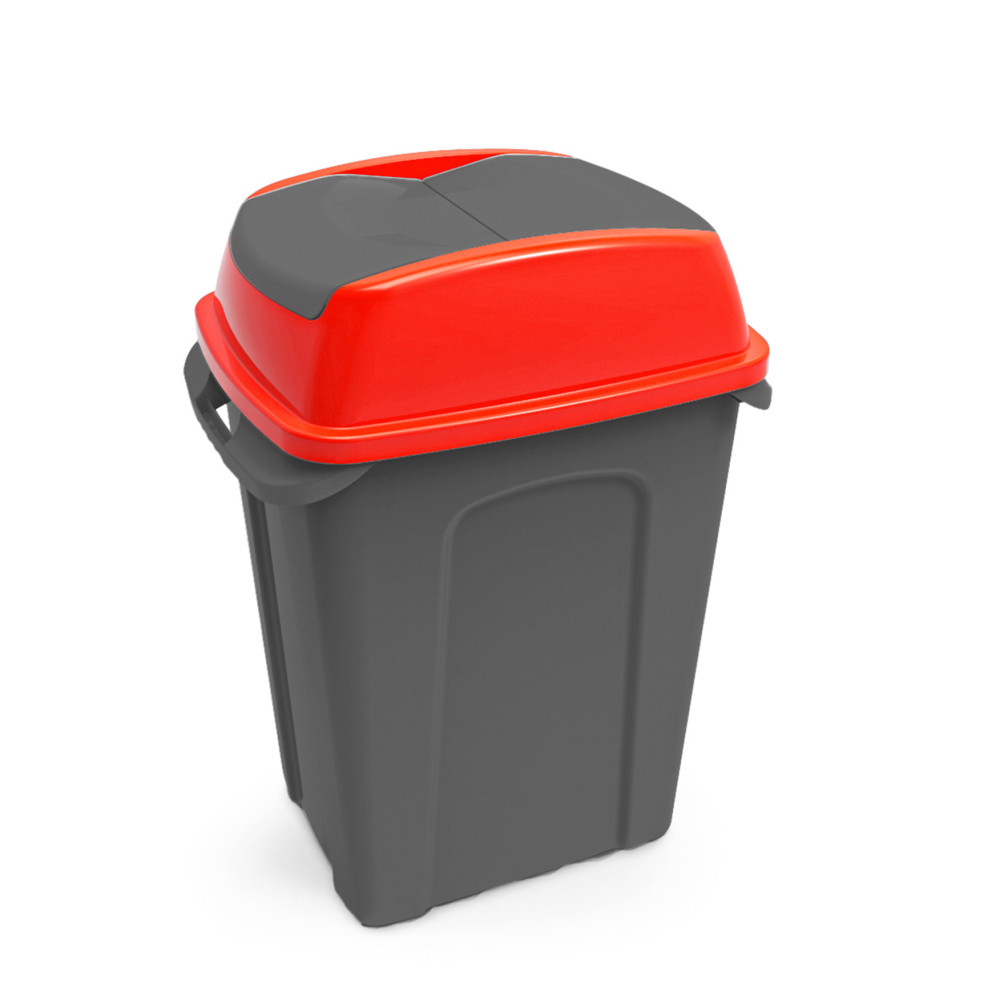 Hippo Billenős Szelektív hulladékgyűjtő szemetes, műanyag, antracit/piros, 25L