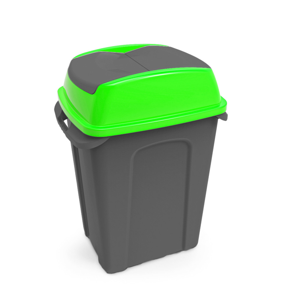Hippo Billenős Szelektív hulladékgyűjtő szemetes, műanyag, antracit/zöld, 50L