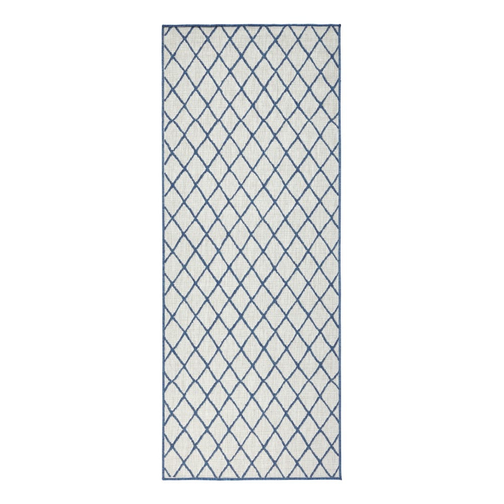 Malaga kék-krémszínű kültéri szőnyeg, 80 x 350 cm - NORTHRUGS
