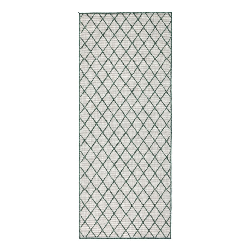 Malaga zöld-krémszínű kültéri szőnyeg, 80 x 250 cm - NORTHRUGS