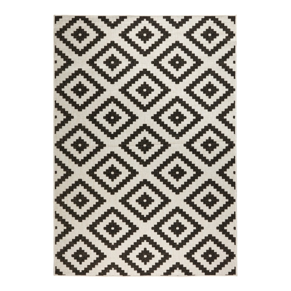 Malta fekete-krémszínű kültéri szőnyeg, 80 x 150 cm - NORTHRUGS