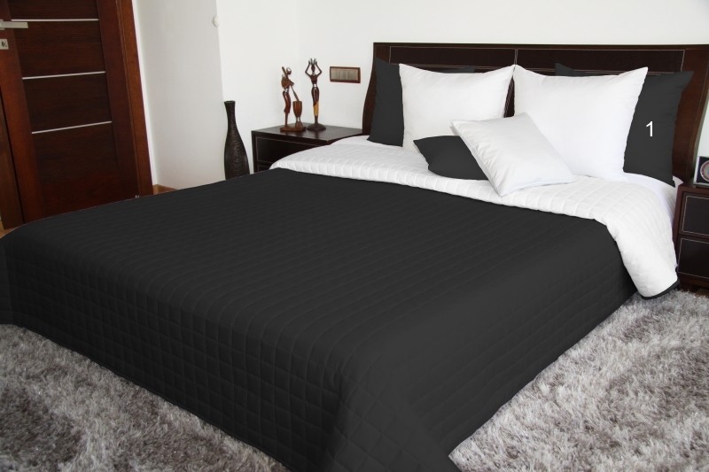 Fekete-fehér kétoldalas steppelt ágytakaró Szélesség: 170 cm | Hossz: 210 cm