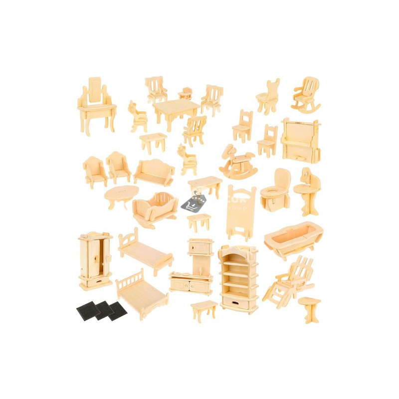 Kruzzel: Játék fabútor készlet - 34 darab