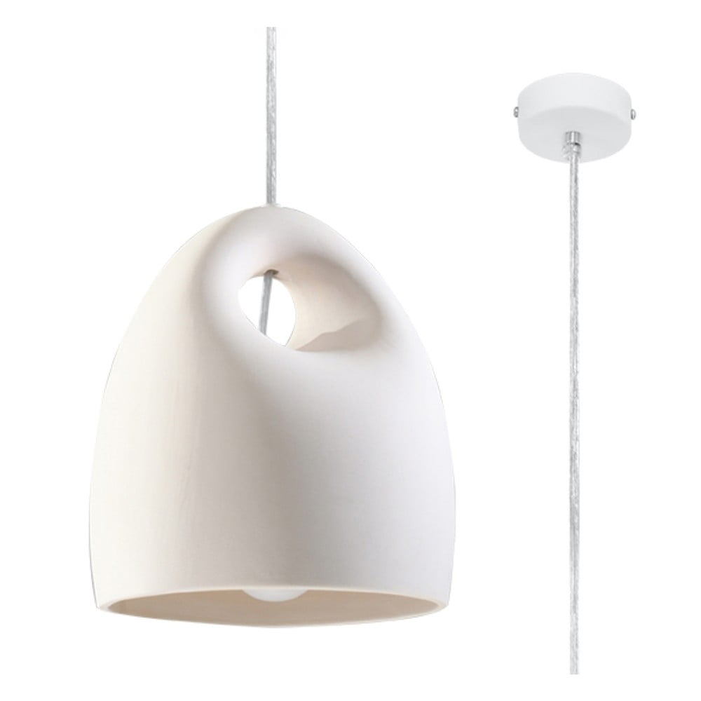 Fehér függőlámpa kerámia búrával ø 25 cm Sativa – Nice Lamps