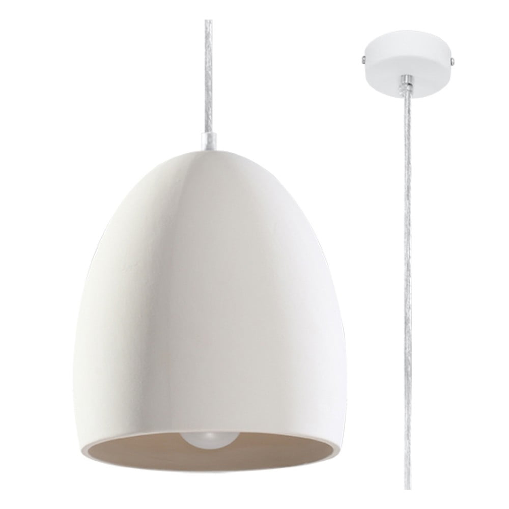 Fehér függőlámpa kerámia búrával ø 30 cm Fonsie – Nice Lamps