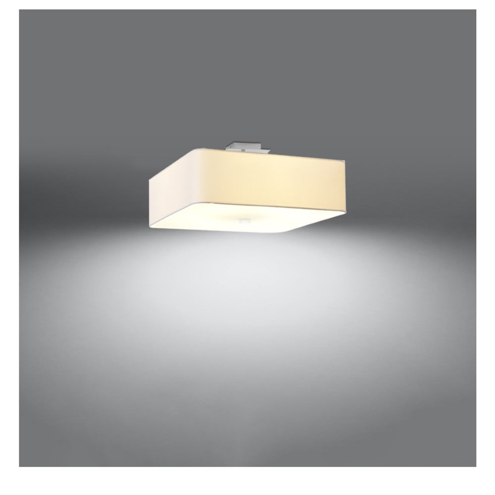 Fehér mennyezeti lámpa üveg-textil búrával 45x45 cm Kortez – Nice Lamps