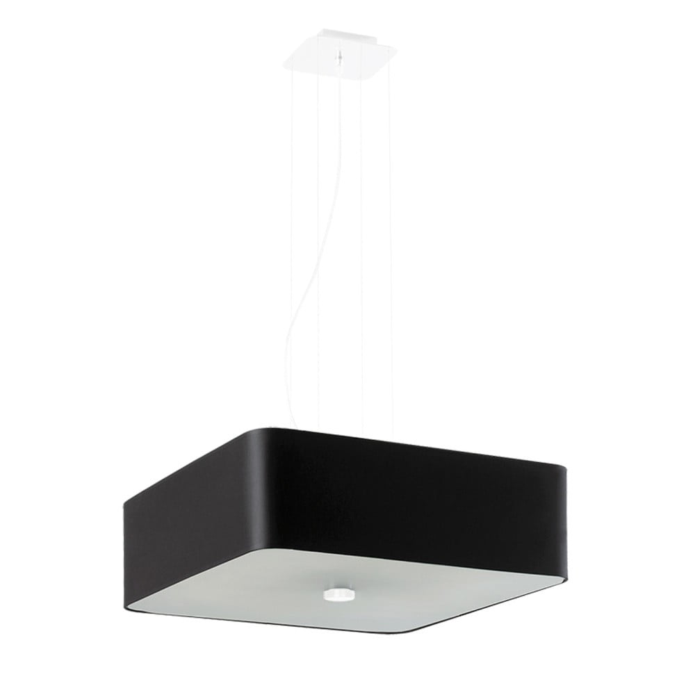 Fekete függőlámpa üveg-textil búrával Kortez – Nice Lamps