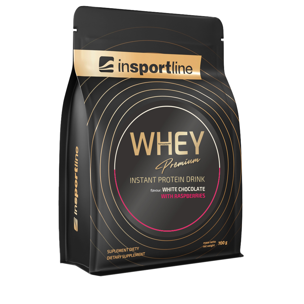 Protein inSPORTline WHEY Premium 700g  fehércsokoládé málnával