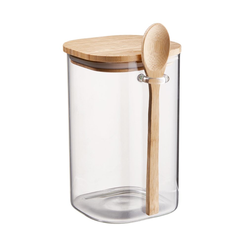 COMPOSITION tárolóedény üveg/bambusz, 1,2 l