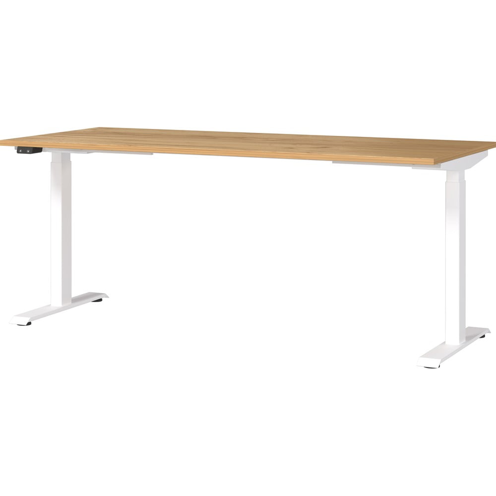 Íróasztal elektromosan állítható magassággal, tölgyfa dekoros asztallappal 80x180 cm Jet – Germania