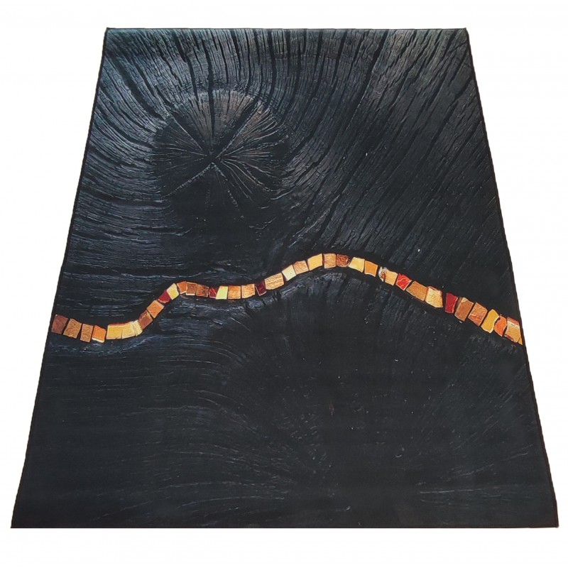 Egyszerű fekete szőnyeg érdekes részletekkel Szélesség: 80 cm | Hosszúság: 150 cm