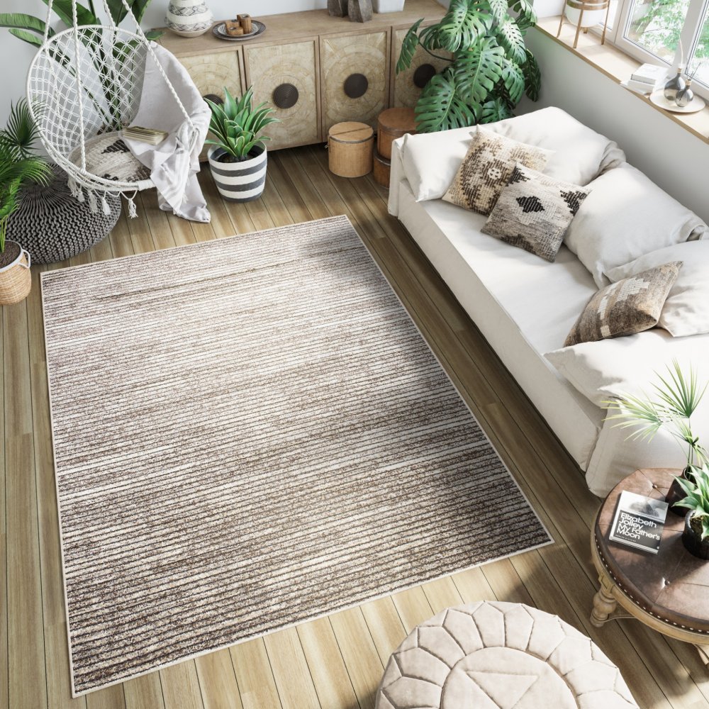 PETRA Modern dizájnos barna szőnyeg vékony csíkokkal Szélesség: 140 cm | Hossz: 200 cm