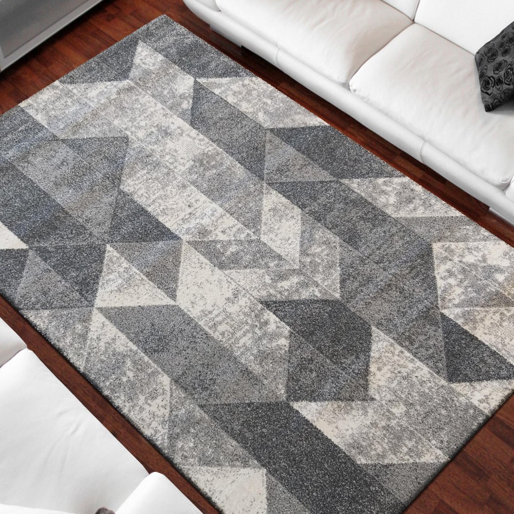 Szürke szőnyeg modern mintával Szélesség: 80 cm | Hossz: 150 cm