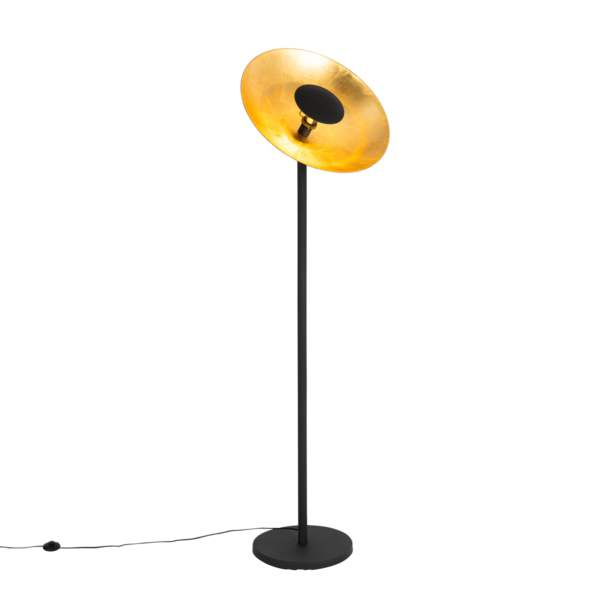 Ipari állólámpa fekete, arany belsővel 60 cm - Magnax