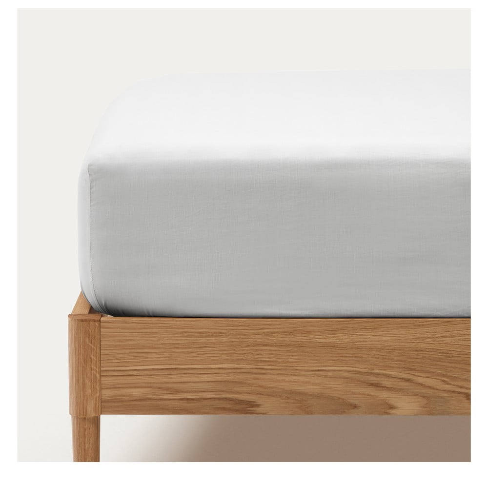 Fehér gumis pamut-perkál lepedő 150x200 cm Teia – Kave Home