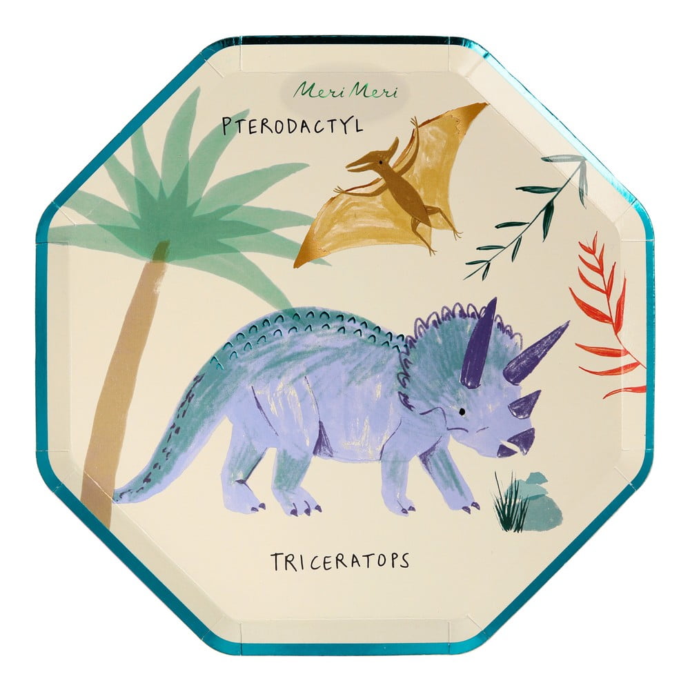 Egyszer használatos papír  tányér készlet 8 db-os Dinosaur Kingdom – Meri Meri