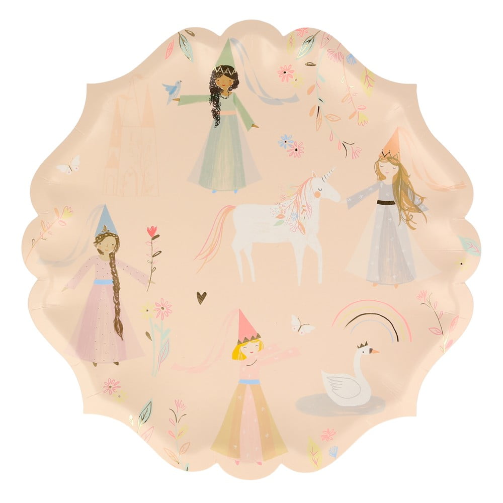 Egyszer használatos papír  tányér készlet 8 db-os princess – Meri Meri