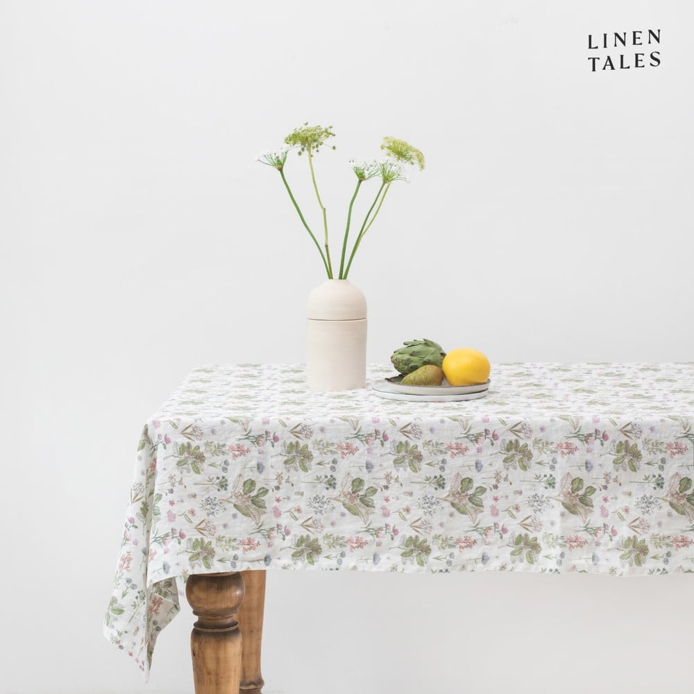 Len asztalterítő 140x300 cm White Botany – Linen Tales