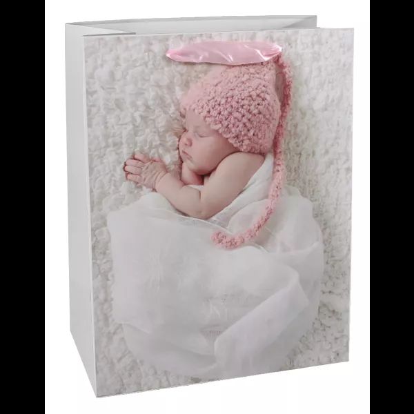 Rózsaszín babás ajándékzacskó - 26 x 32 cm