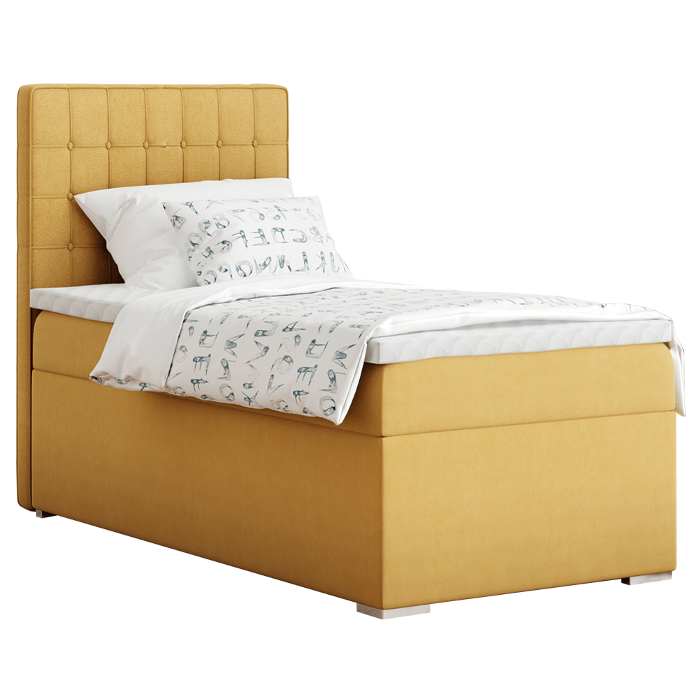 Boxspring ágy, egyszemélyes, mustár színű, 80x200, balos, TERY