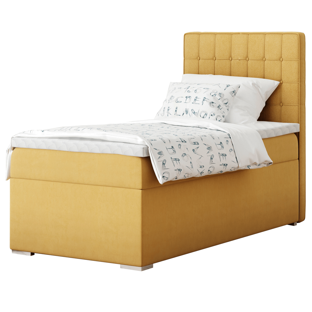 Boxspring ágy, egyszemélyes, mustár színű, 80x200, jobbos, TERY