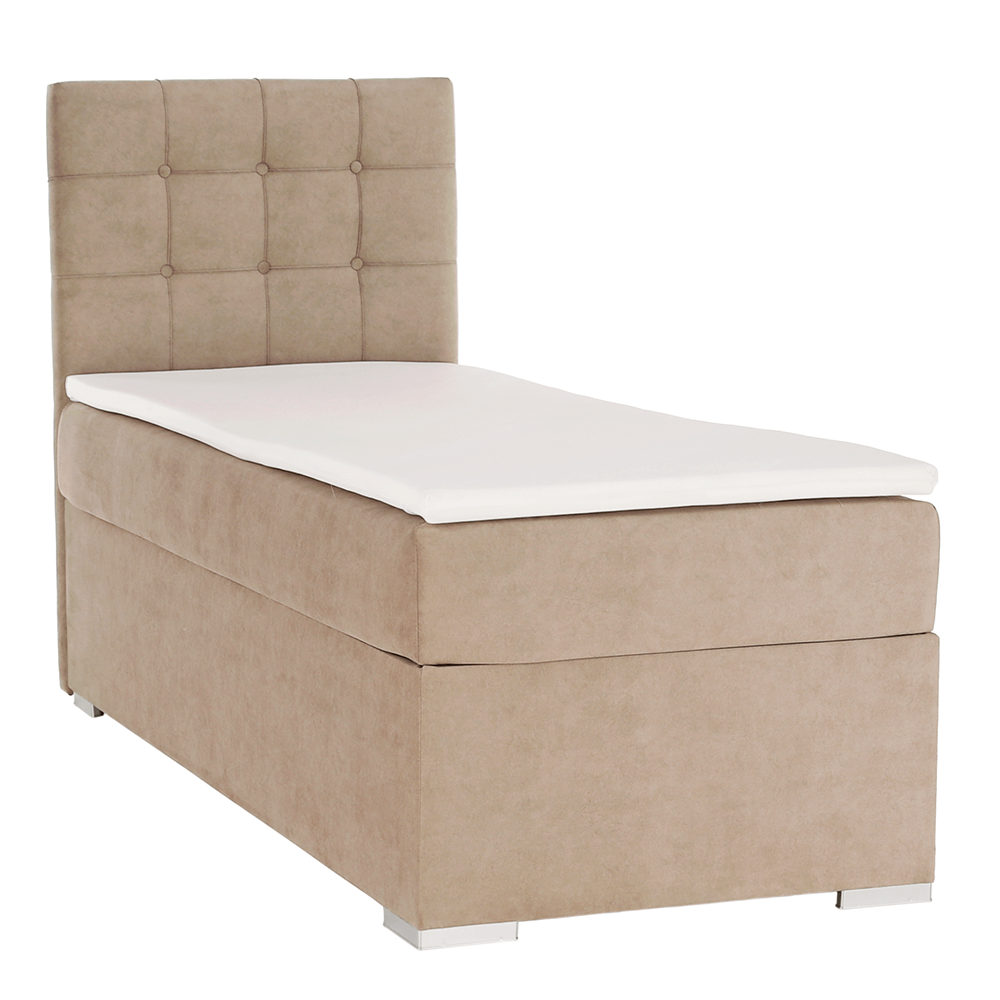 Boxspring ágy, egyszemélyes, világosbarna, 80x200, balos, DANY