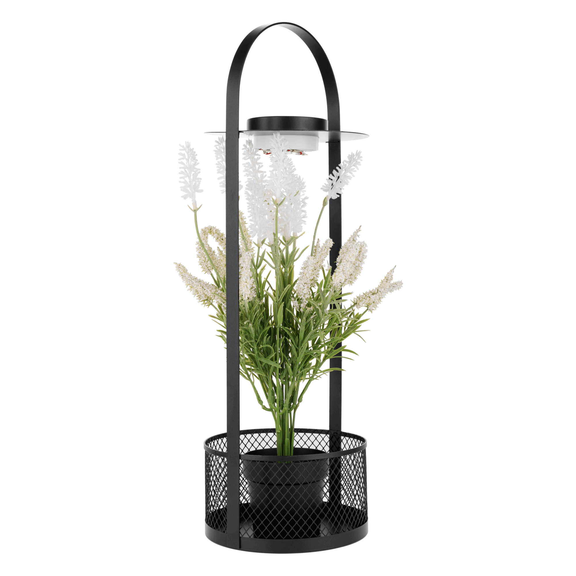 Dekoratív állvány virágcsereppel, LED világítás, 50 cm, művirággal, VELOM TYP 1