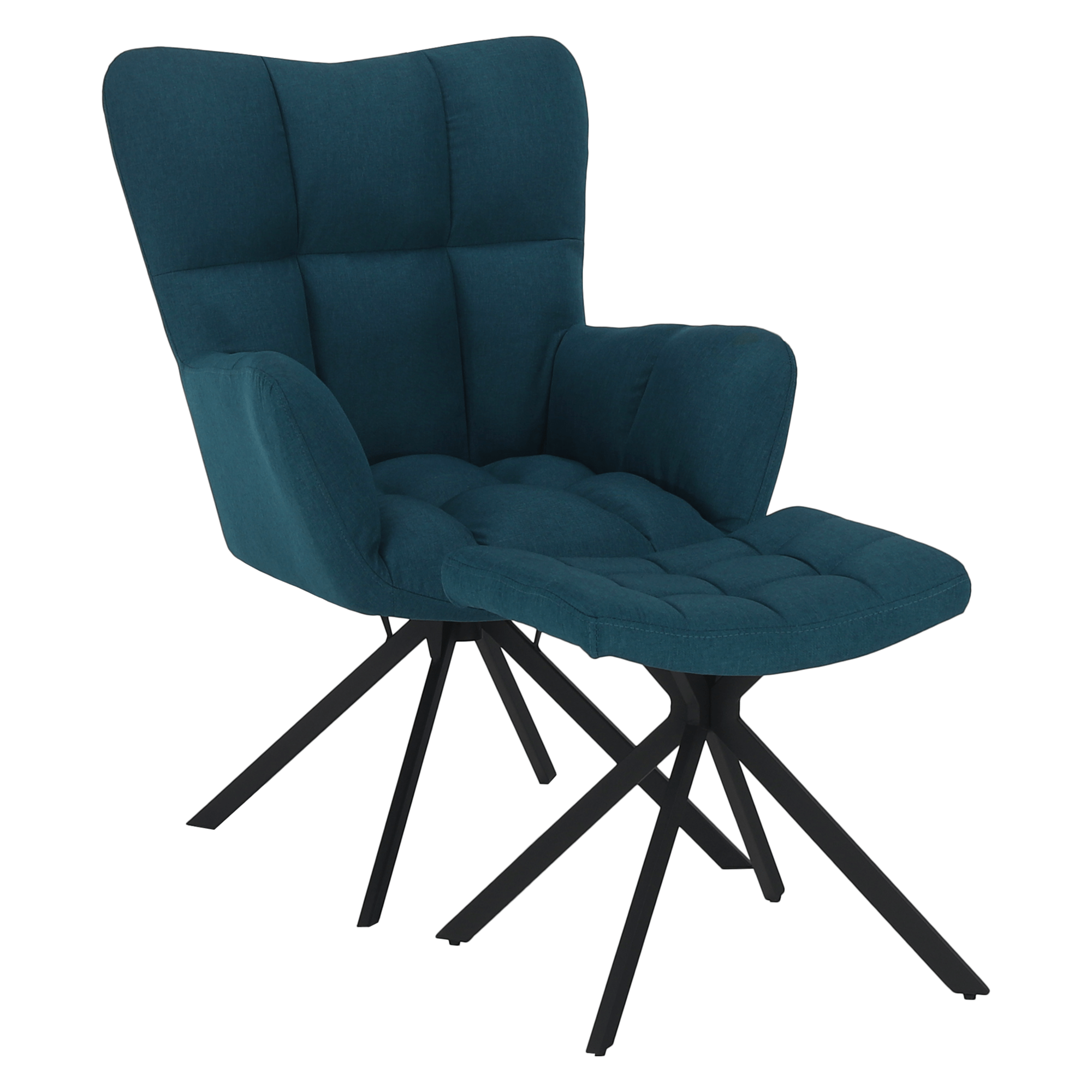 Dizájnos forgó fotel lábtartóval, petróleum zöld/fekete, KOMODO TYP 2